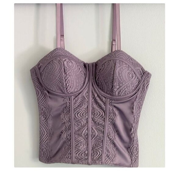 No Boundaries Lace Corset Top in War Plum Sz XXS NWT - Picture 2 of 10
